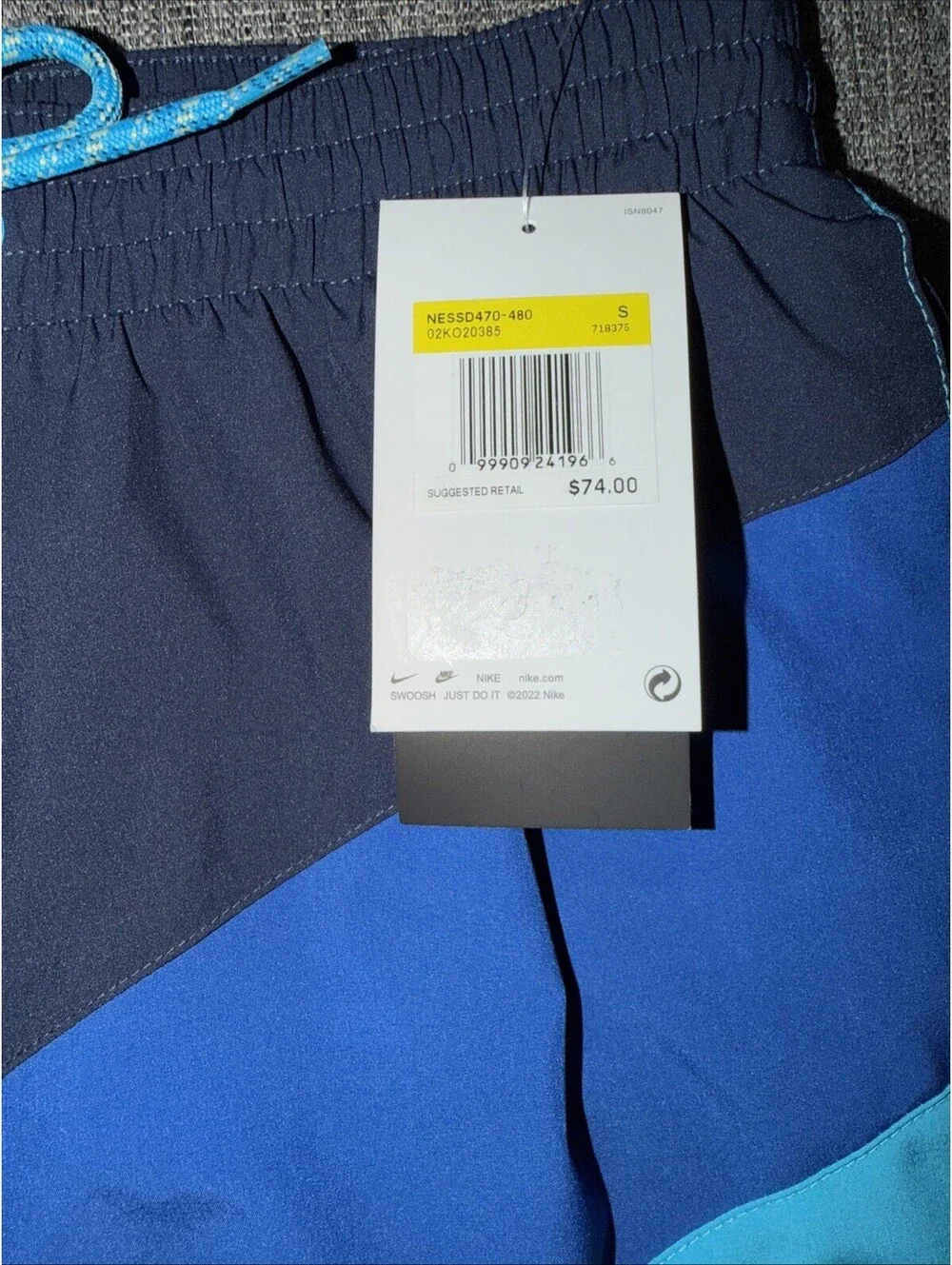 Nike Men’s Small Color Surge Volley Swim Shorts Blue Lightning NESSD470-480 NWT